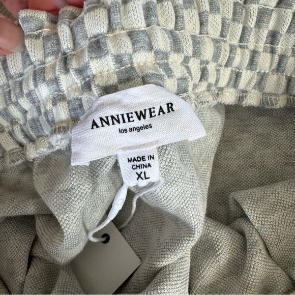 NWT! Anniewear Terrycloth High-Waisted Checkered Pull-On Drawstring Shorts - Picture 5 of 7